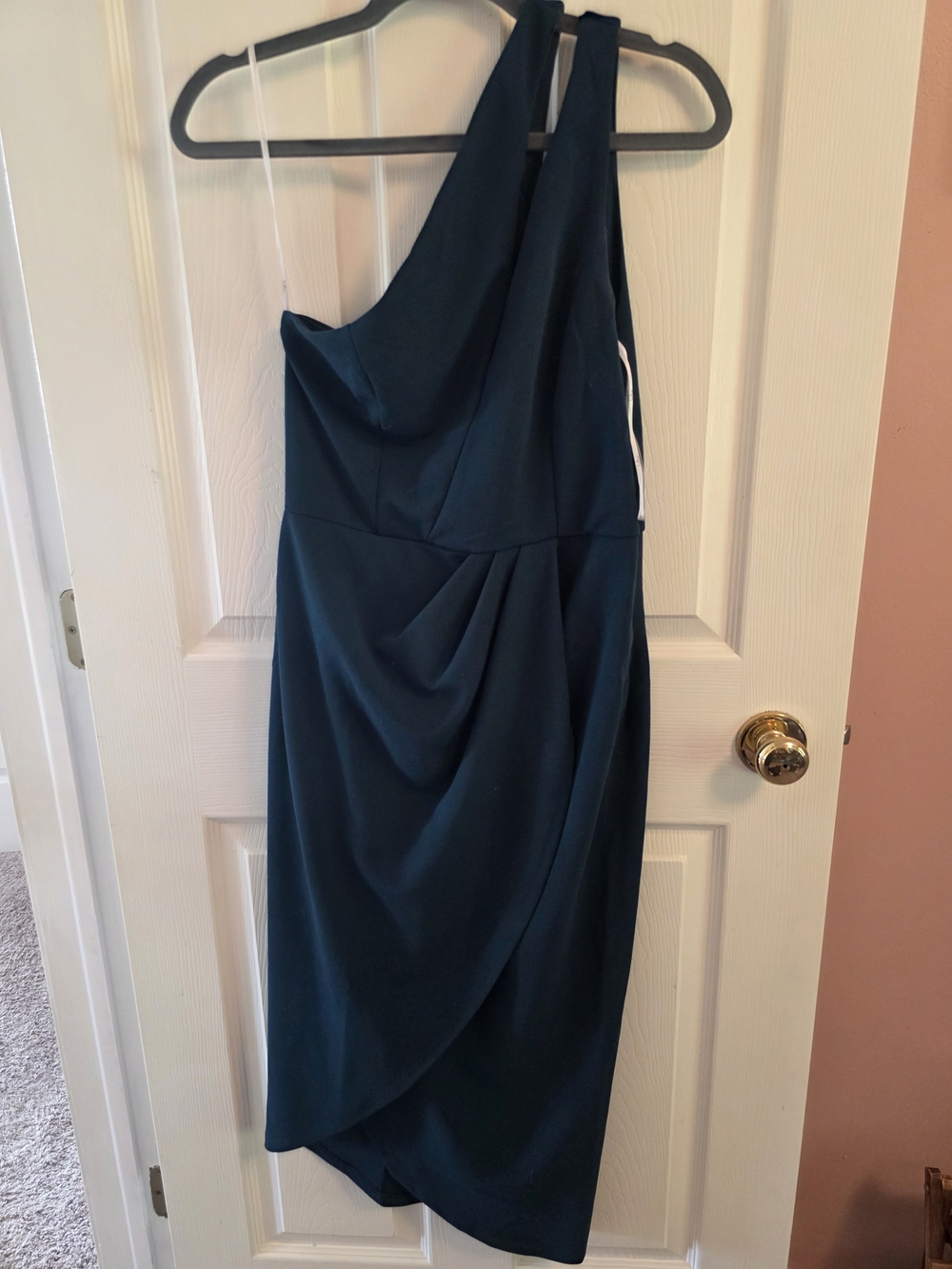 Lulus Teal Grewn One-Shoulder Tulip Draped Midi Dress